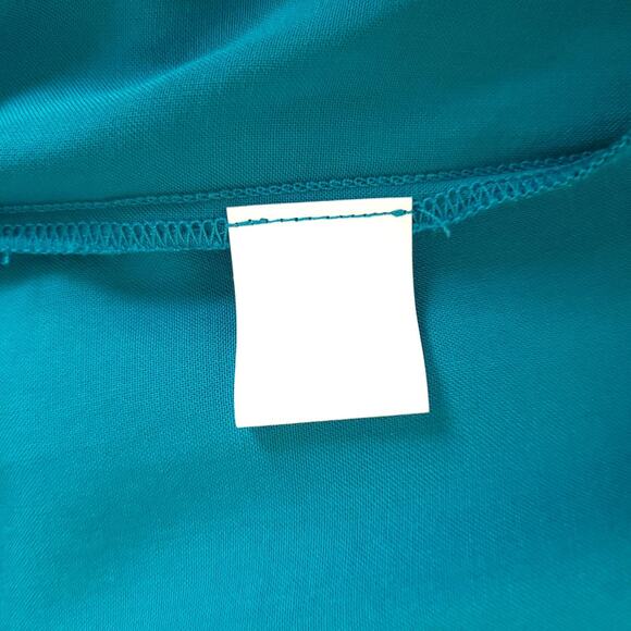 NEW Soft Surroundings Teal Blouse Ladder Stitching Short Sleeve Women Small P - Picture 10 of 10